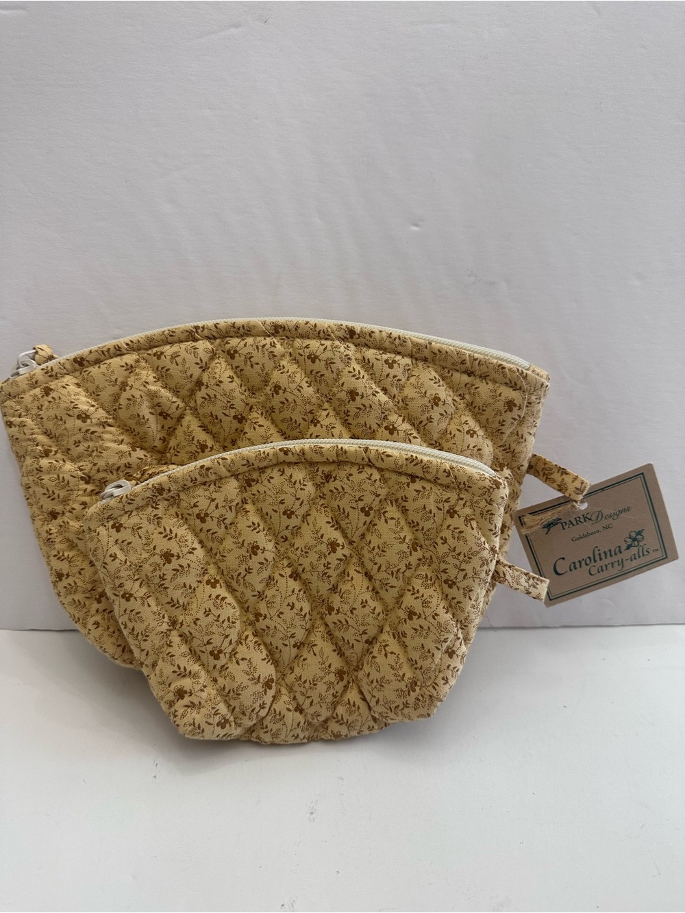 Carolina Carry-Alls Quilted Floral Cosmetic Pouch Set in Yellow